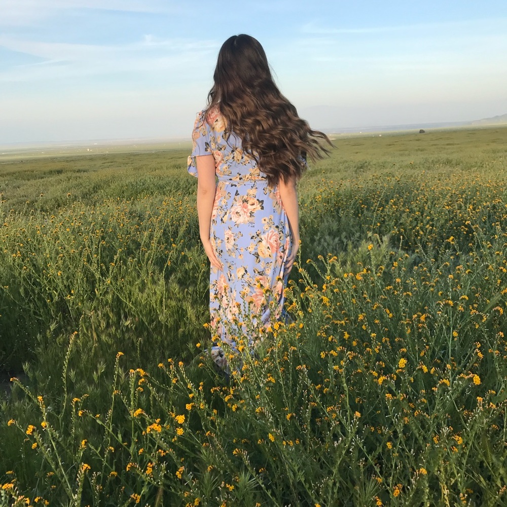 High Low Flowery Ruffled Dress